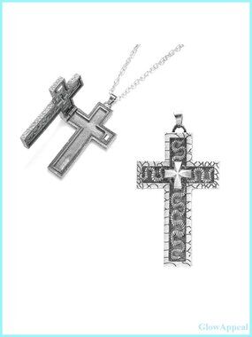 Stainless Steel Cross Necklace 3D Printed Pendant Unisex Handmade Jewelry